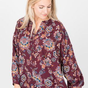 New with Tag Agnes & Dora Peasant Top Button Down Maroon Gold Boho Size XXL